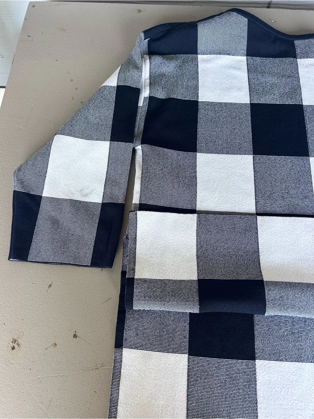 Nordstrom Black and White Check Plaid Knit Top